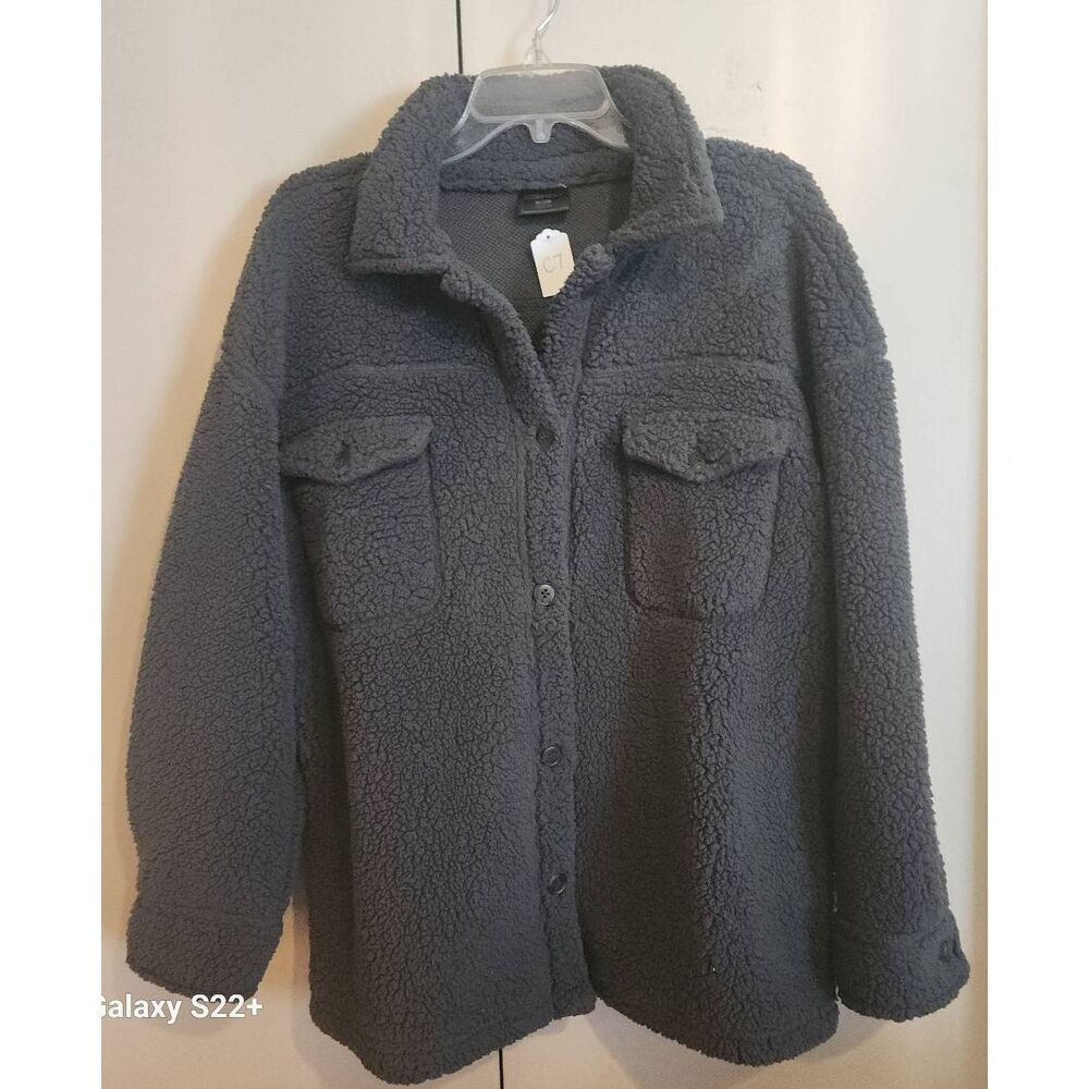 C7 32° DEGREE HEAT Sherpa Gray button up jacket with front flap pockets
